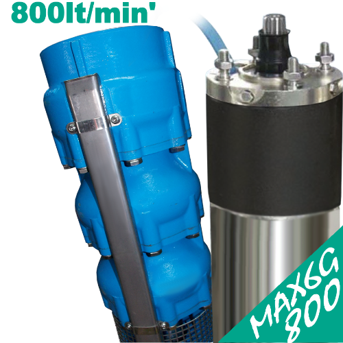MAX 6G 800 WATERCOOLED-Serie - Tauchpumpe für sauberes Wasser - Durchmesser 150mm - Pumpe aus Gusseisen