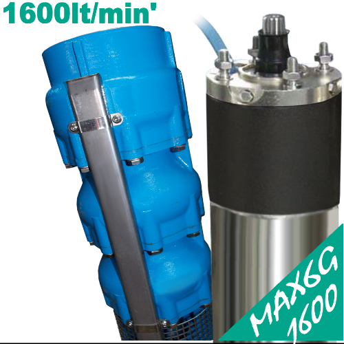 MAX 6G 1600 WATERCOOLED Serie - Tauchpumpe für sauberes Wasser - Durchmesser 150mm - Pumpe aus Gusseisen